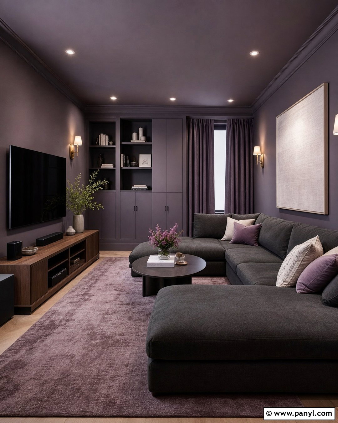 Deep Lavender Media Room Walls - 35 Lavender Wall Paint Ideas