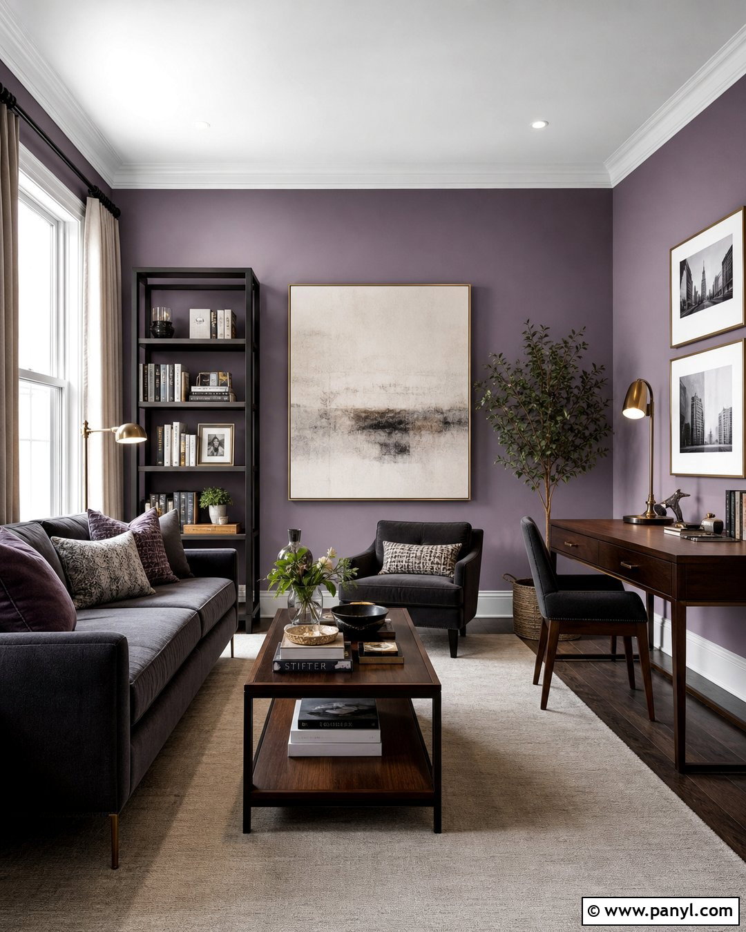 Deep Lilac Walls With Charcoal Accents - 35 lilac walls
