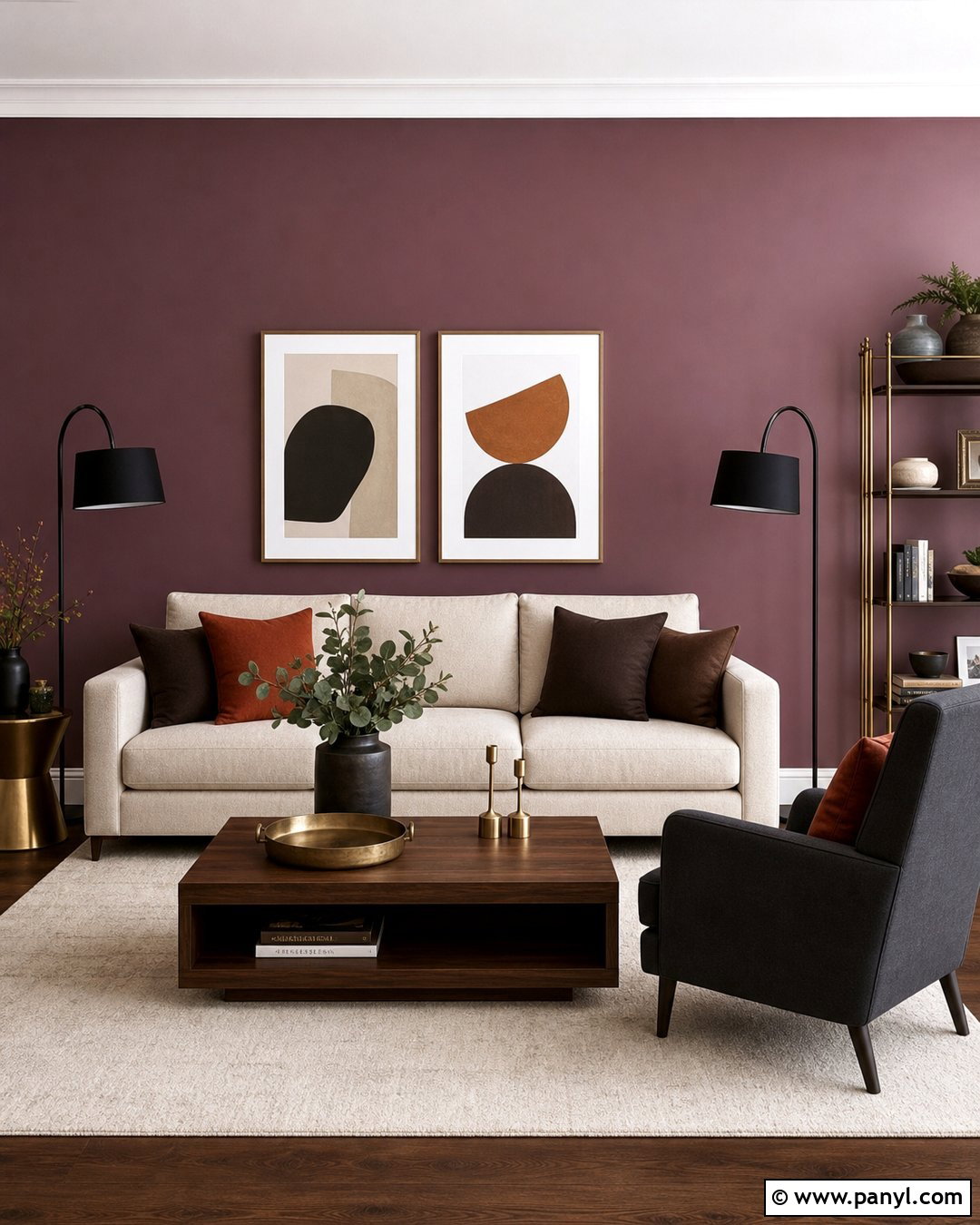Deep Mauve Accent Wall Living Room - 30 Mauve Accent Wall Ideas