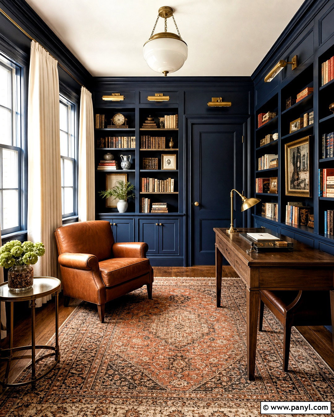 Deep Navy And Camel Library Paint Scheme - 20 indoor paint colors schemes