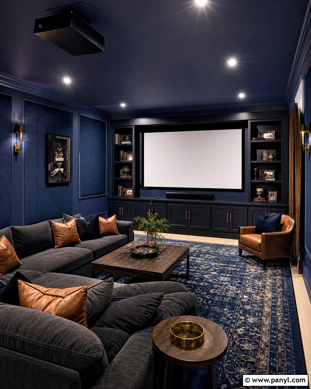 Deep Navy Basement Home Theater - 20 basement colors ideas