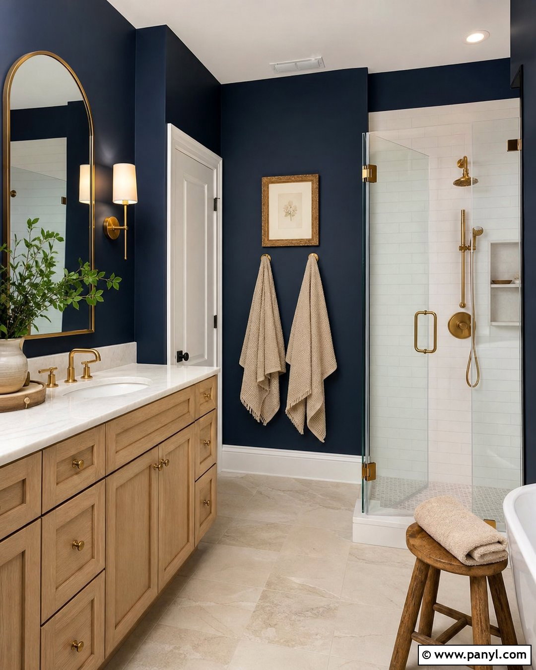 Deep Navy Bathroom Walls - 25 Dark Bathroom Wall Color Ideas