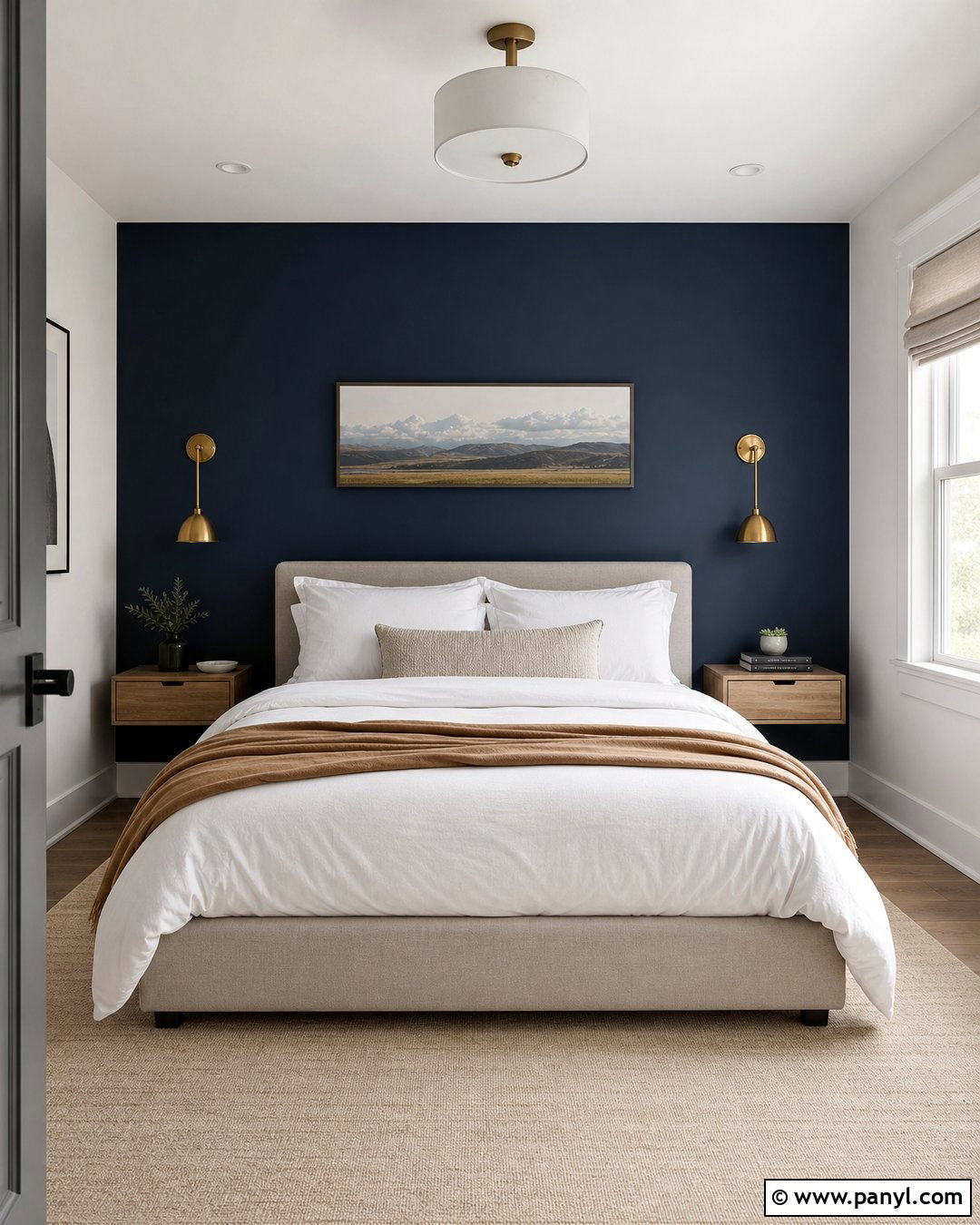 Deep Navy Bedroom Accent Wall - 25 Small Room Accent Wall Ideas
