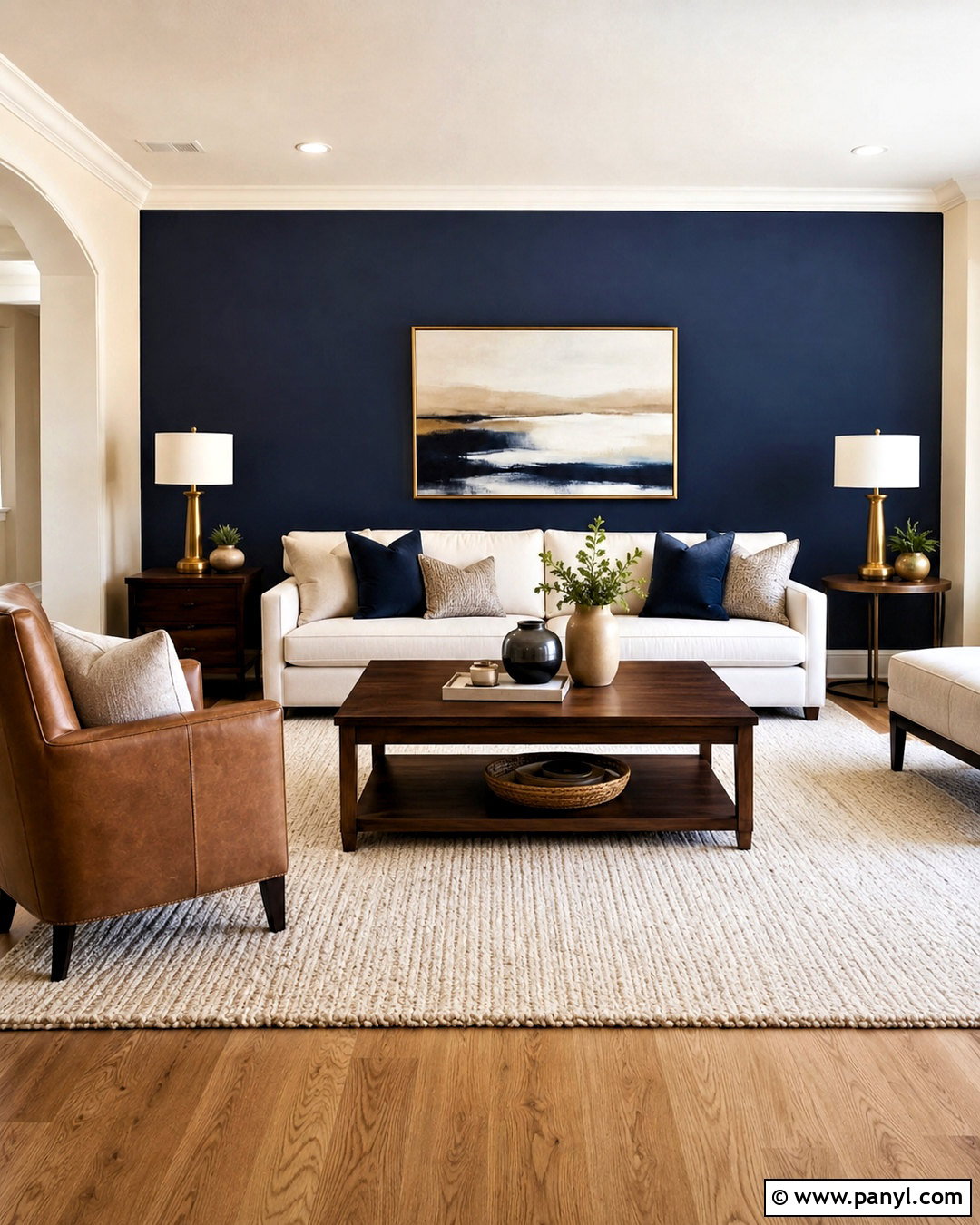 Deep Navy Blue Accent Wall - 20 living room accent wall paint colors