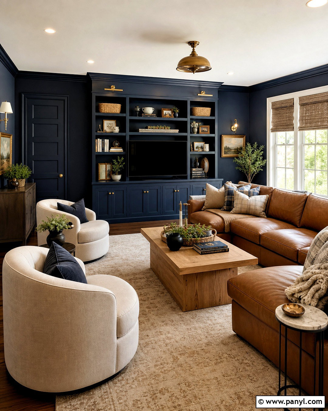 Deep Navy Family Room - 20 family room paint color ideas