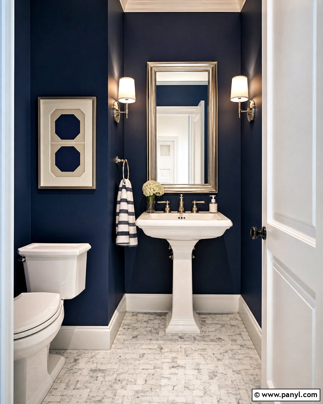 Deep Navy Half Bathroom - 20 half bathroom paint ideas