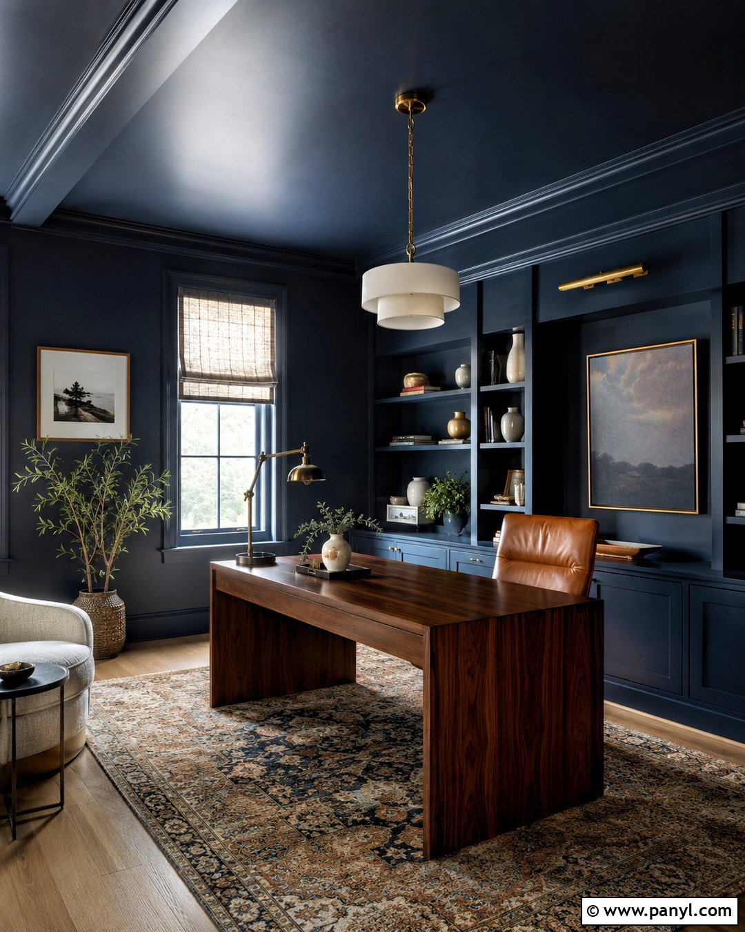 Deep Navy Home Office Ceiling And Walls - 20 ceiling painted same color as walls