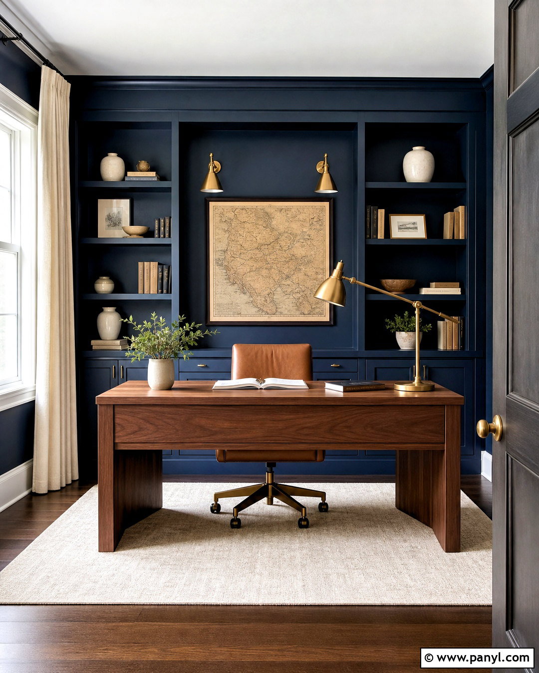 Deep Navy Home Office Walls - 20 wall paint inspo ideas