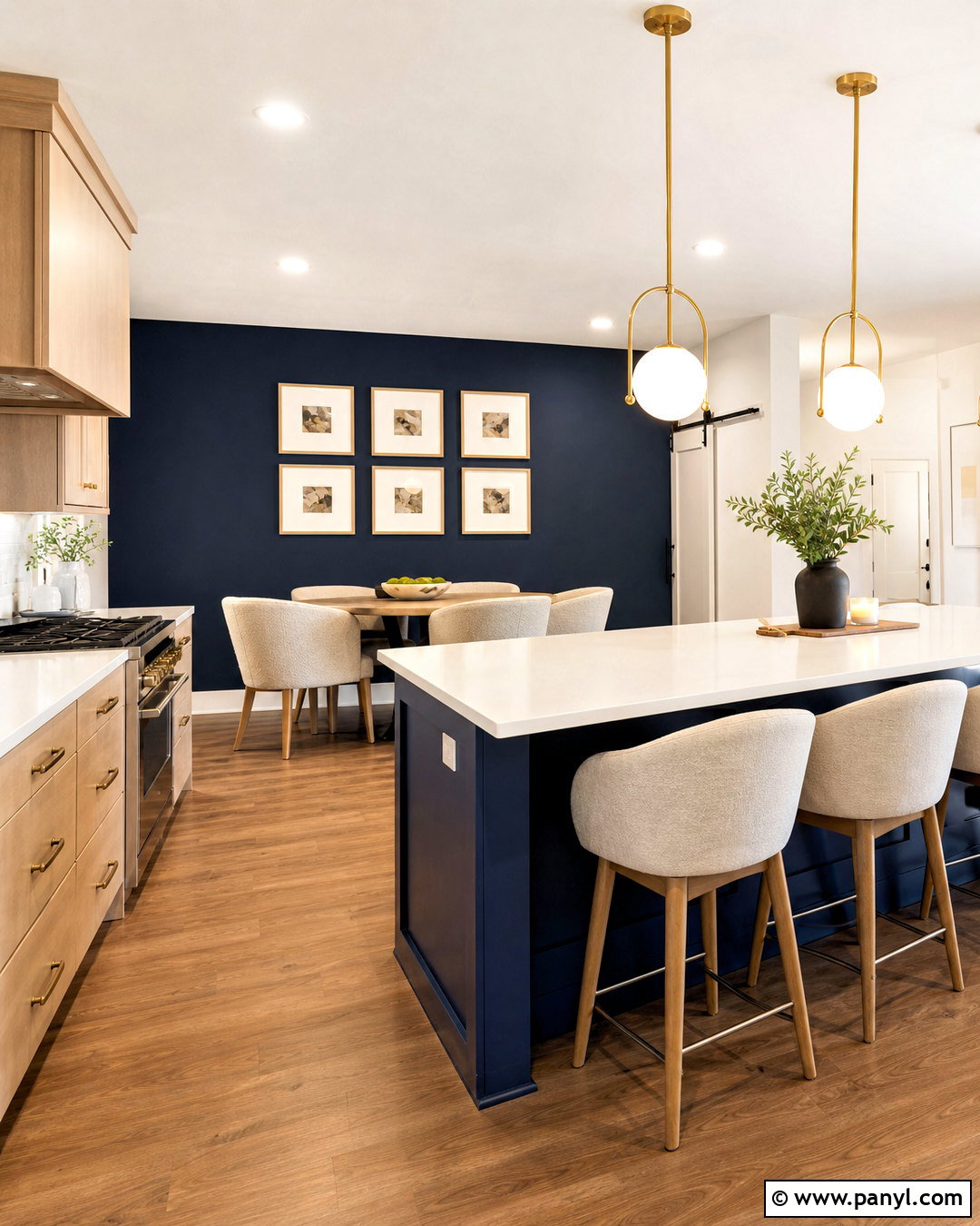 Deep Navy Kitchen Accent Wall - 20 kitchen walls paint ideas