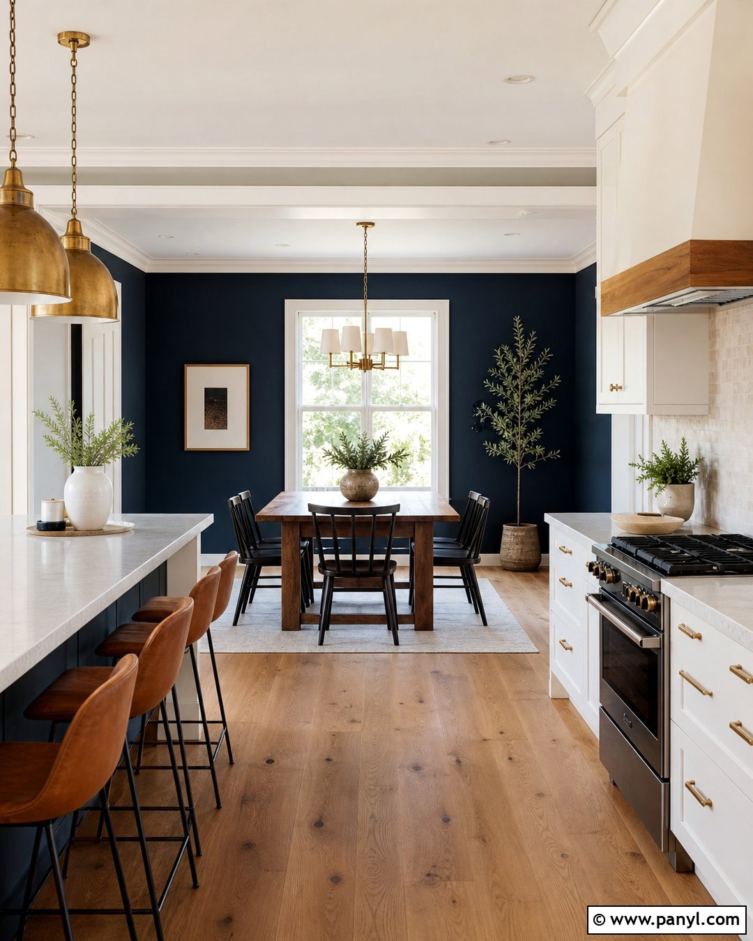 Deep Navy Kitchen Accent Wall - 30 kitchen accent wall color ideas