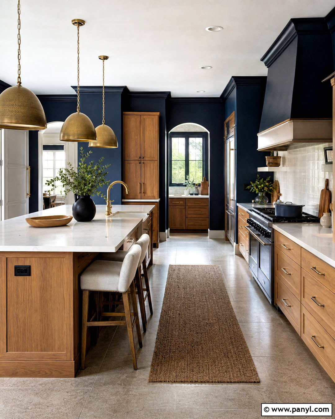 Deep Navy Kitchen With Oak Cabinets - 20 kitchen paint colors with oak cabinets