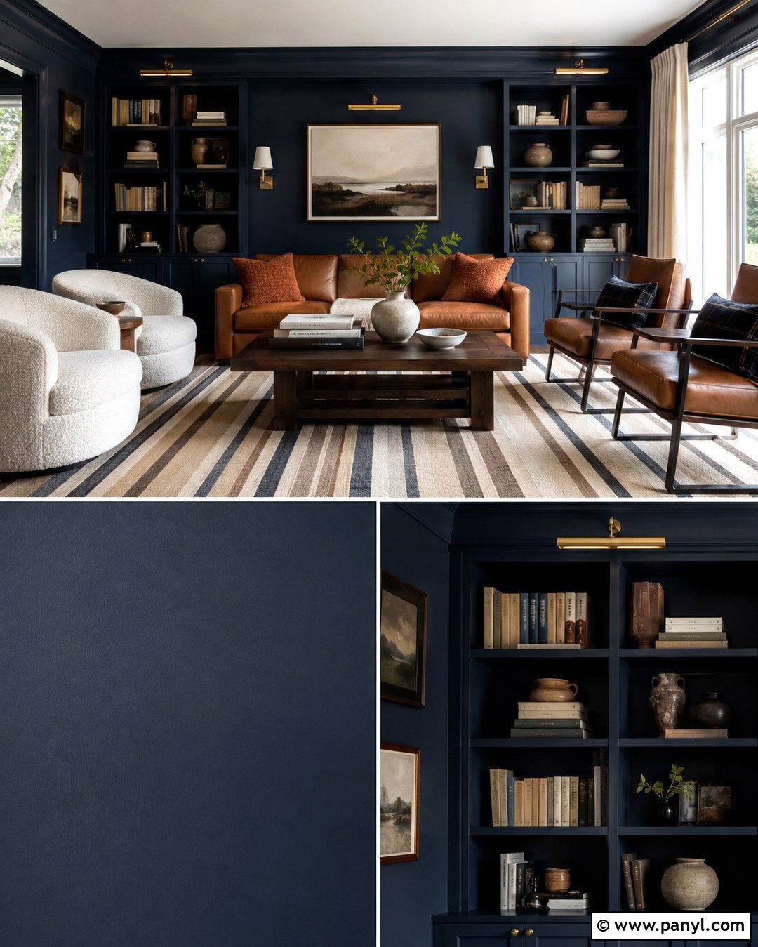 Deep Navy Library Walls - 20 Colors For Walls In House Ideas