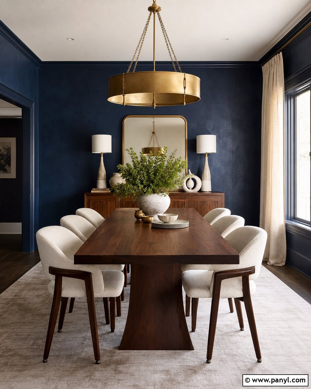 Deep Navy Limewash Dining Room - 35 Line Wash Walls