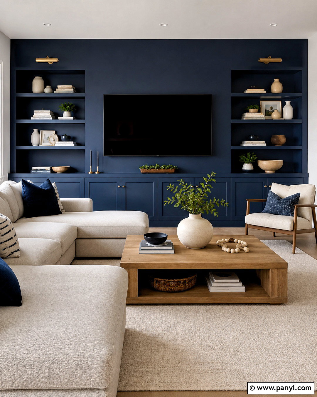 Deep Navy Media Wall - 20 painting ideas for home walls