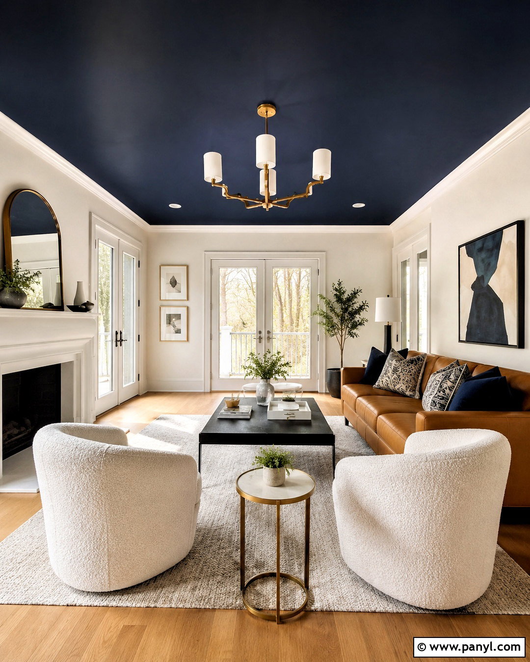 Deep Navy Painted Ceiling - 20 painted ceiling ideas living room ideas