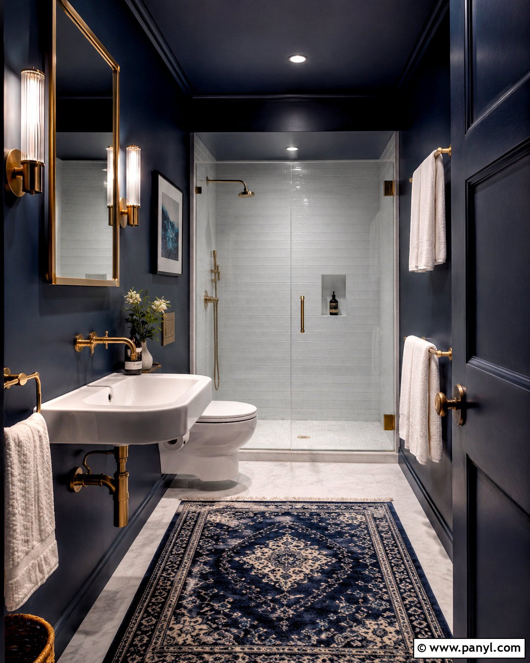 Deep Navy Small Bathroom Walls - 35 small bathroom wall colors