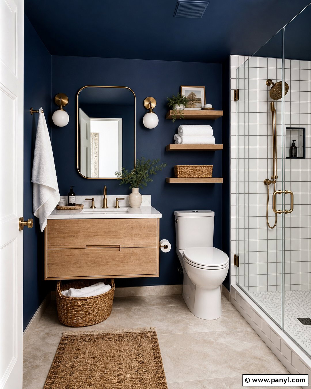 Deep Navy Small Bathroom Walls - 25 Small Bathroom Wall Color Ideas