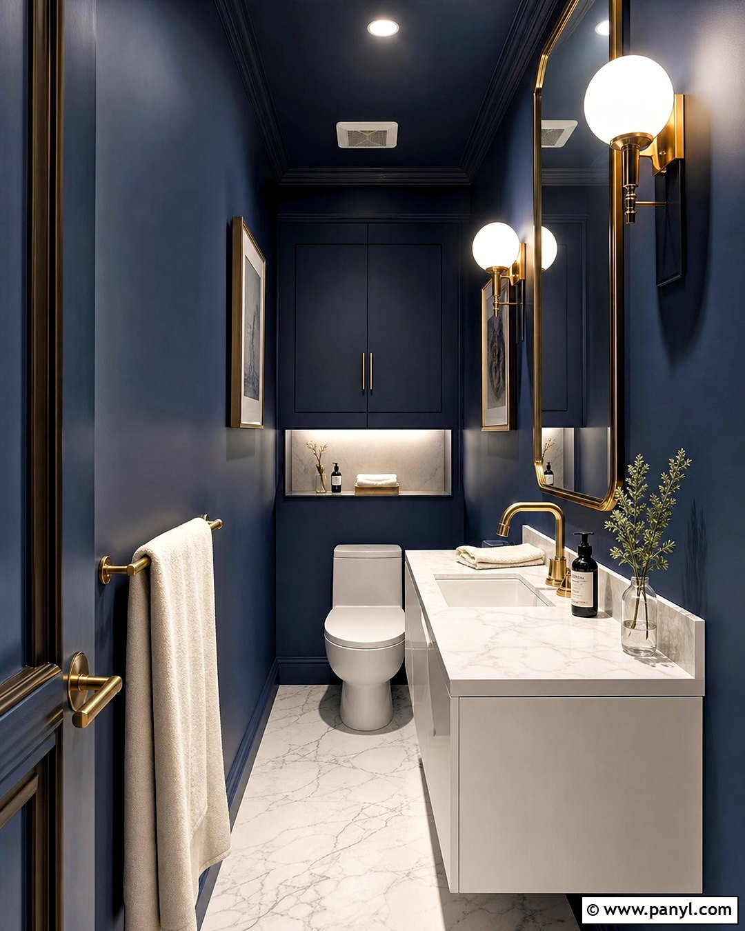 Deep Navy Small Bathroom - 20 bathroom color ideas for small bathrooms