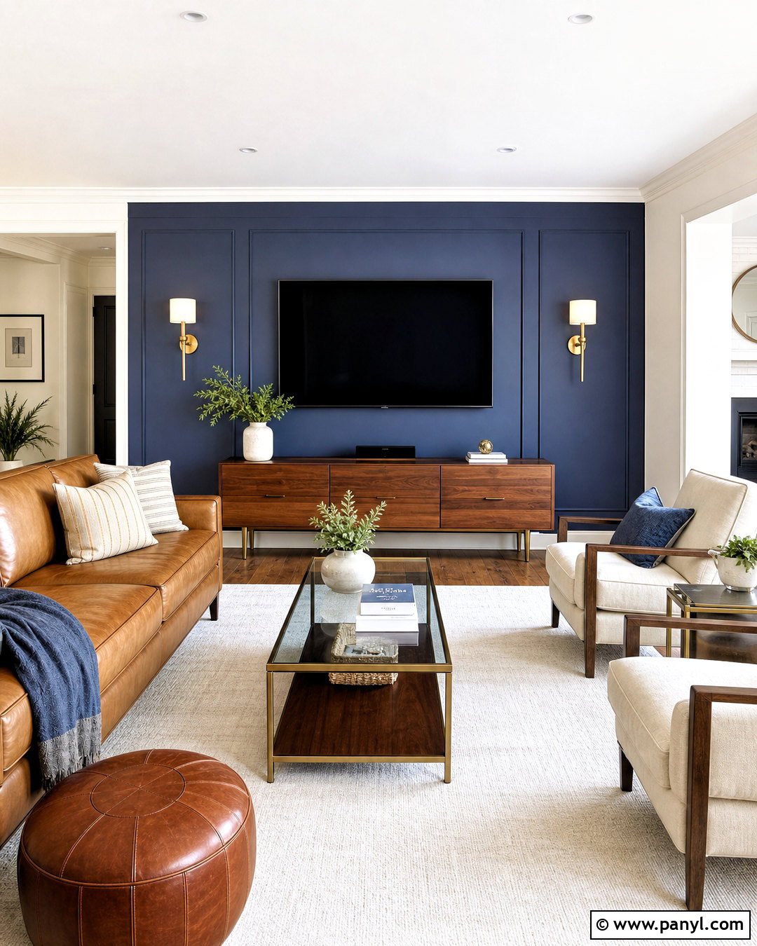 Deep Navy TV Wall - 20 tv wall color ideas living room ideas