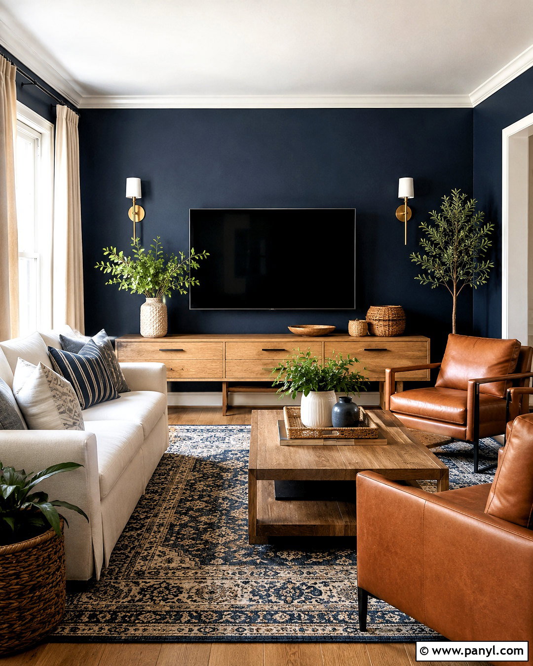 Deep Navy TV Wall - 20 Wall Paint For Tv Wall Ideas