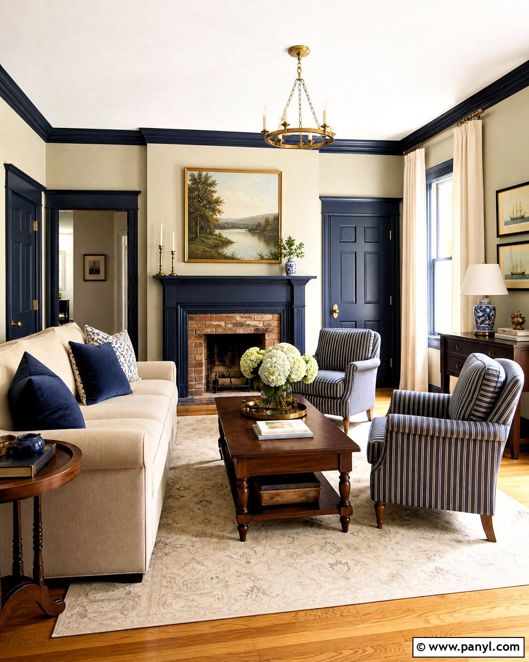Deep Navy Trim And Matching Doors - 20 dark trim and doors interior ideas