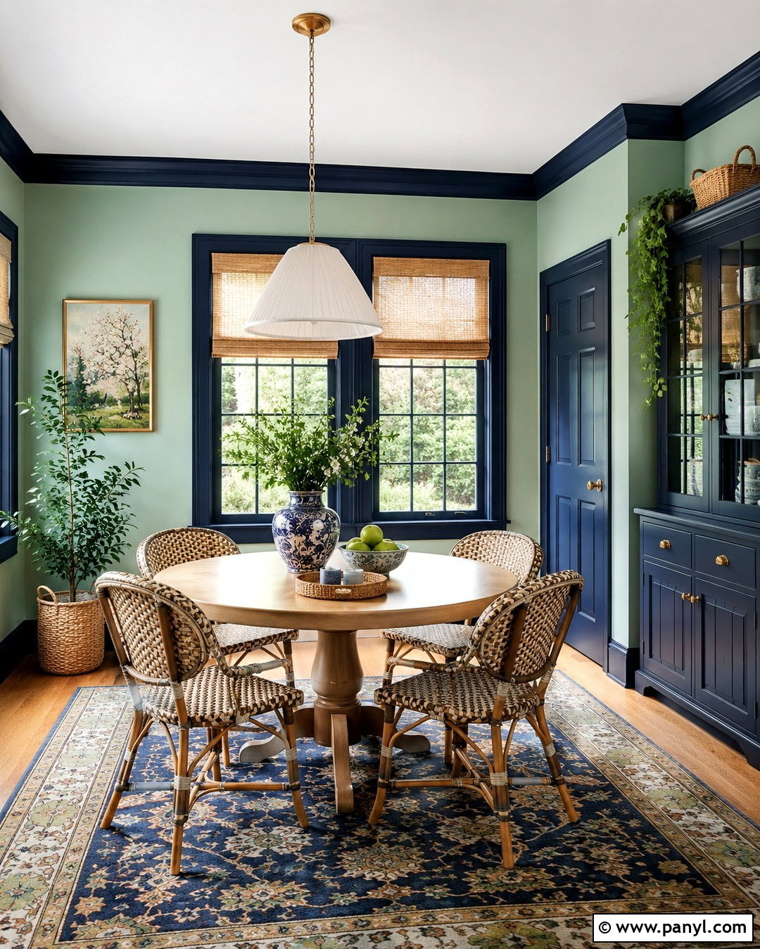 Deep Navy Trim With Green Walls - 20 Trim Colors For Green Walls