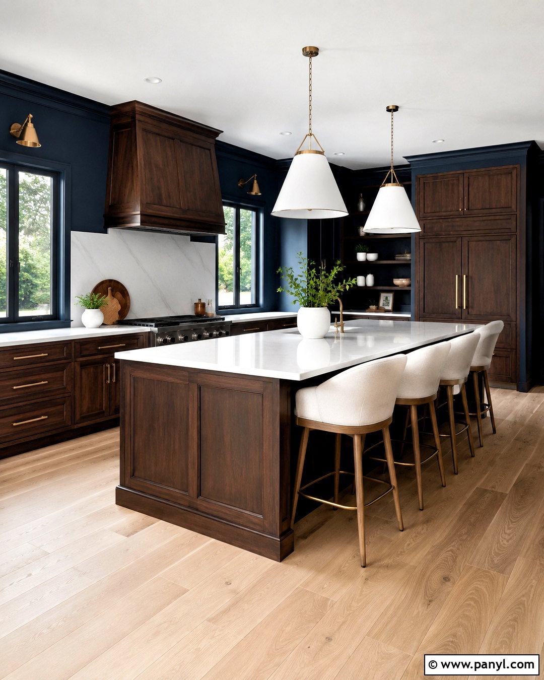 Deep Navy Walls With Dark Brown Cabinets - 20 Wall Color For Dark Brown Cabinets