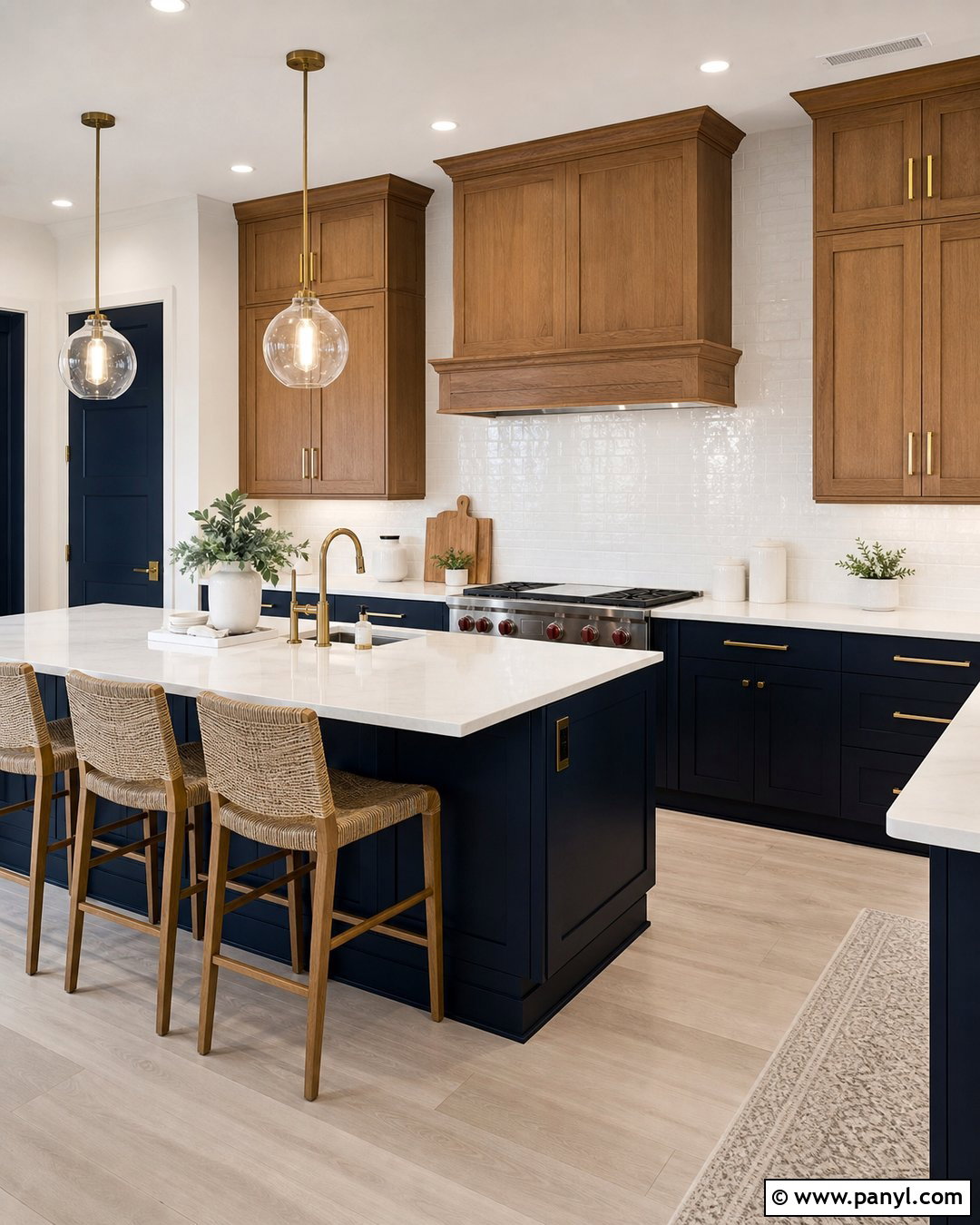 Deep Navy Walls With Honey Oak Cabinets - 35 honey oak kitchen cabinets wall color ideas