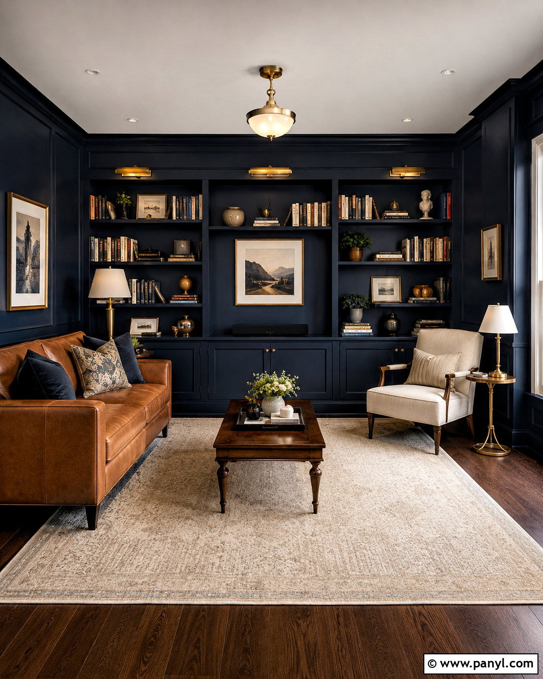 Deep Navy With Dark Wood - 20 paint colors that go with dark wood ideas