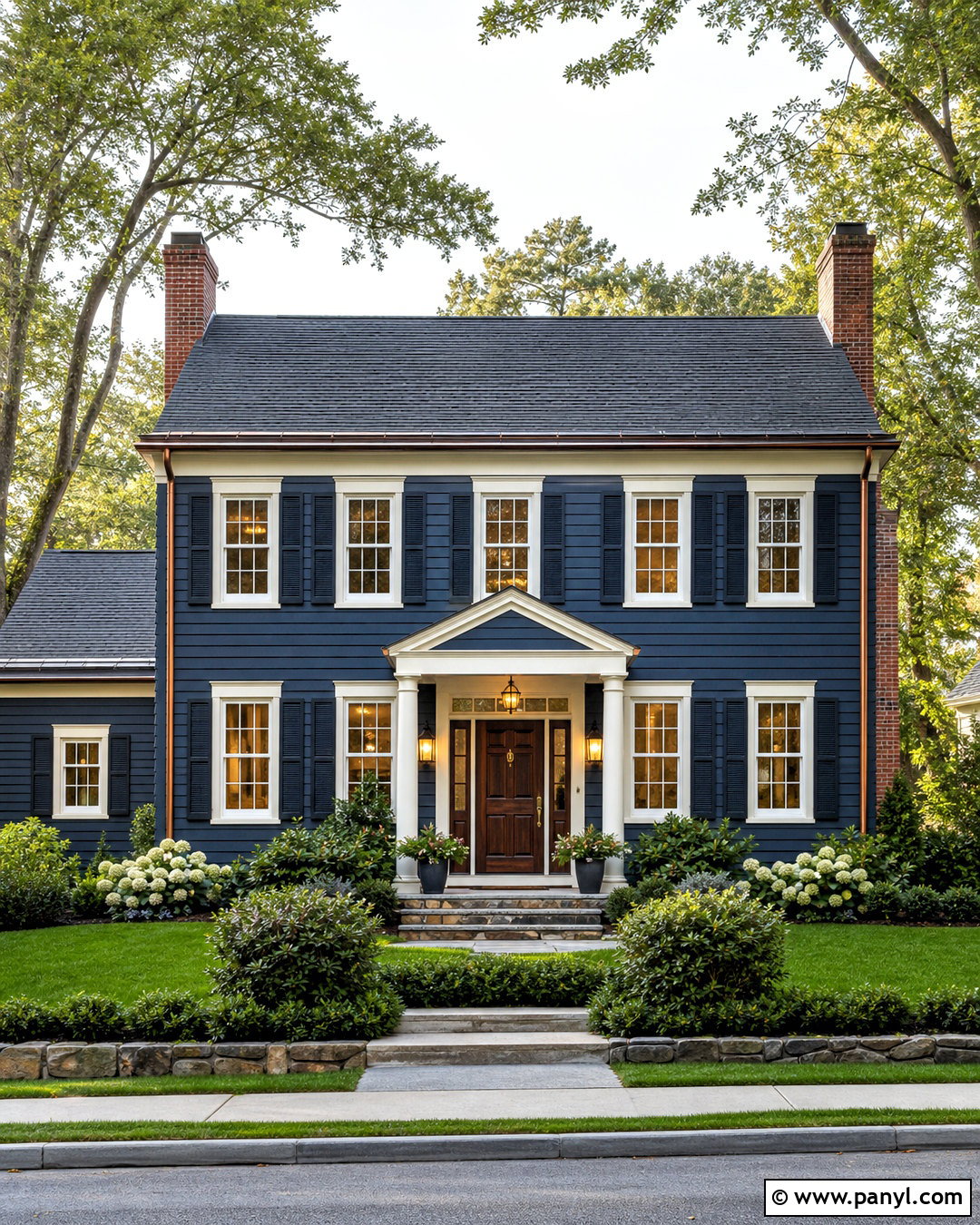 Deep Navy With Red Brick - 20 colors that go with red brick ideas