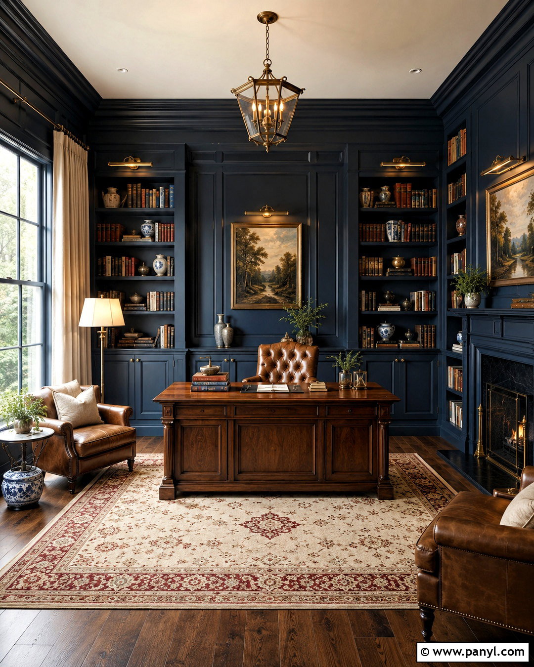 Deep Navy Wood Paneling - 20 Wood Paneling Color Ideas