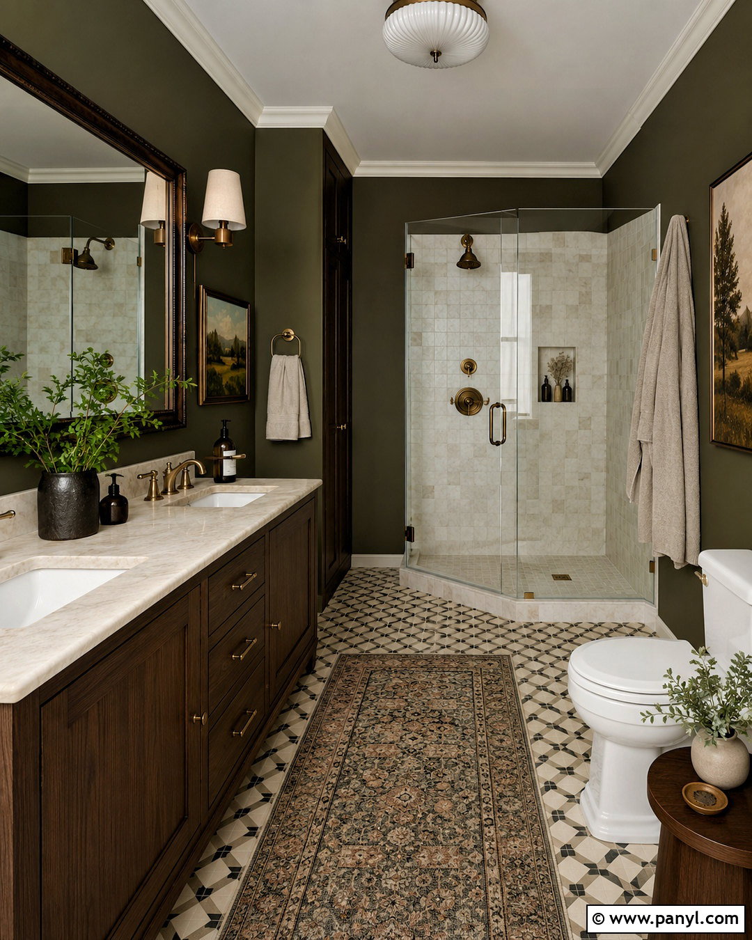 Deep Olive Bathroom Walls - 20 paint colors for bathroom walls