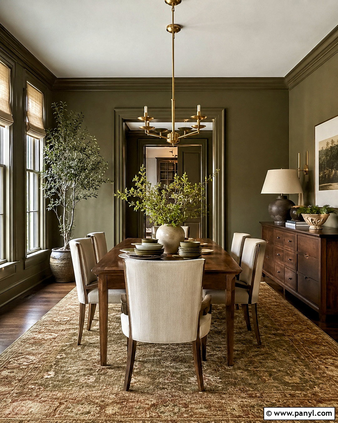 Deep Olive Dining Room Walls - 20 paint interior walls
