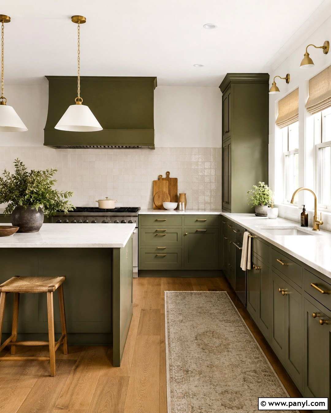 Deep Olive Green Kitchen - 20 Rich Kitchen Colors