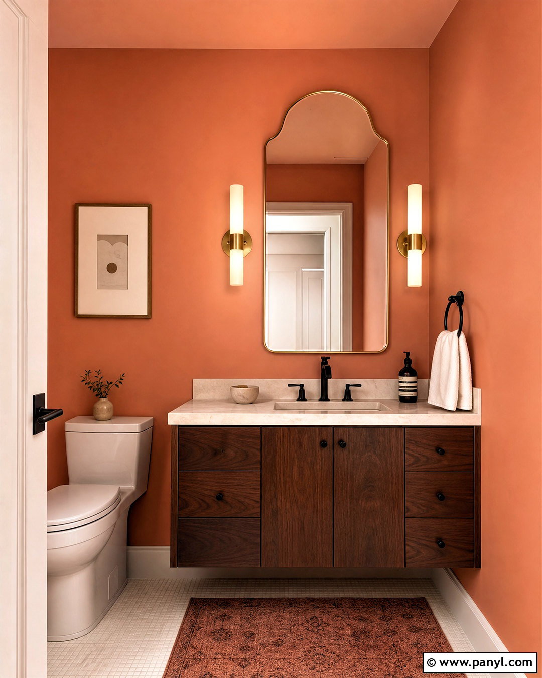 Deep Peach Powder Room - 20 peach wall color ideas