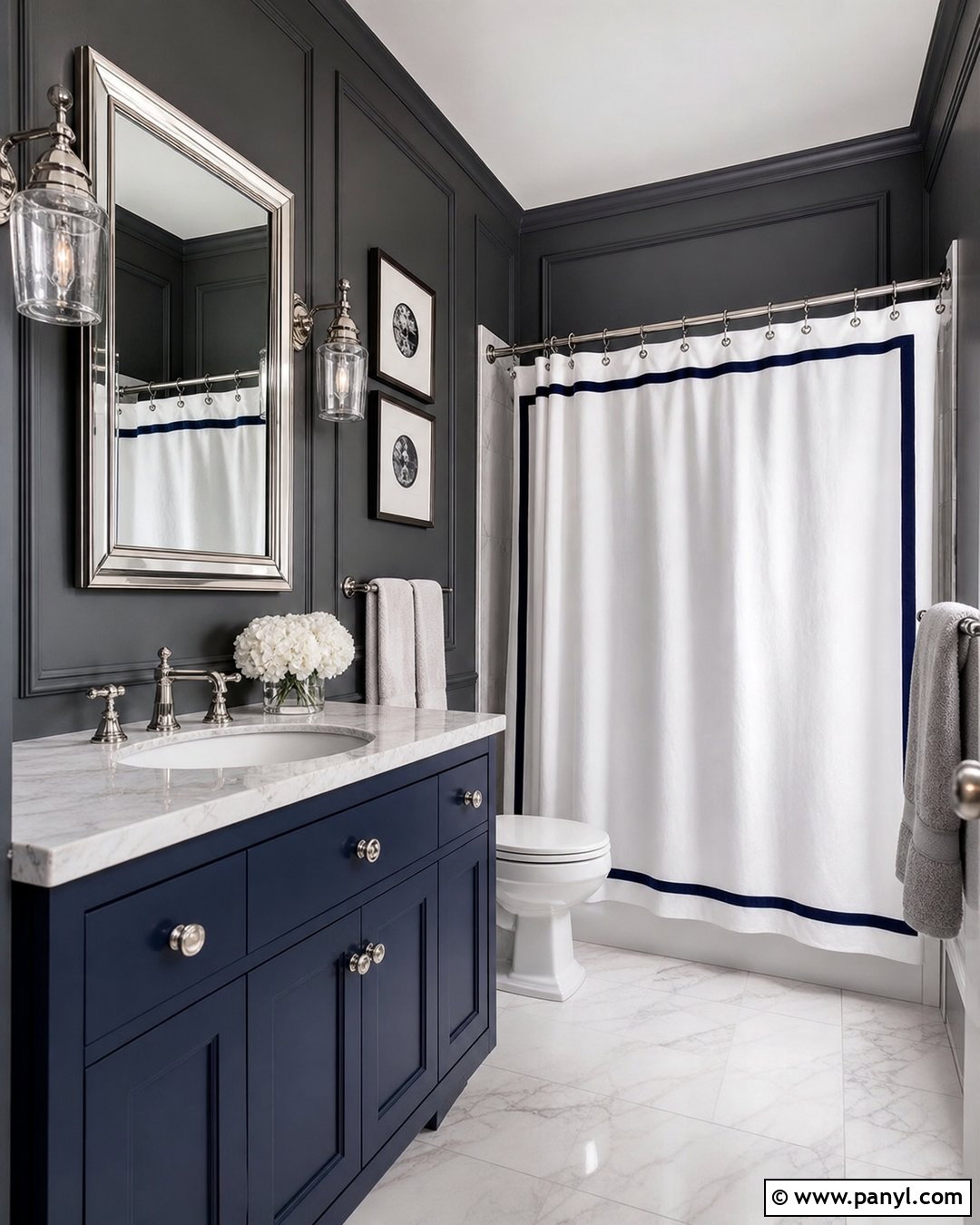 Deep Pewter Bathroom Walls - 25 Dark Bathroom Wall Color Ideas