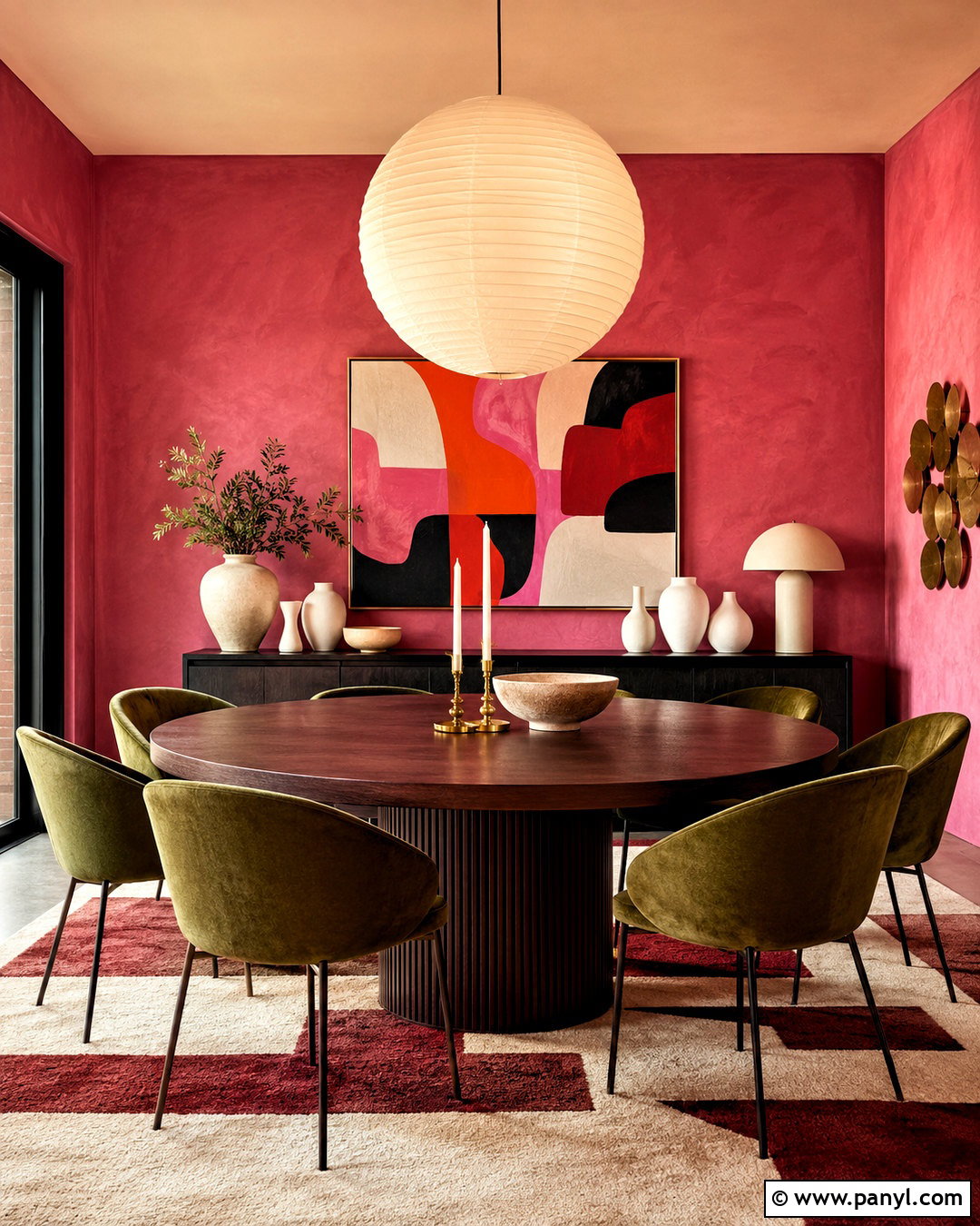 Deep Pink Limewash Dining Room - 40 Pink Limewash Wall Ideas