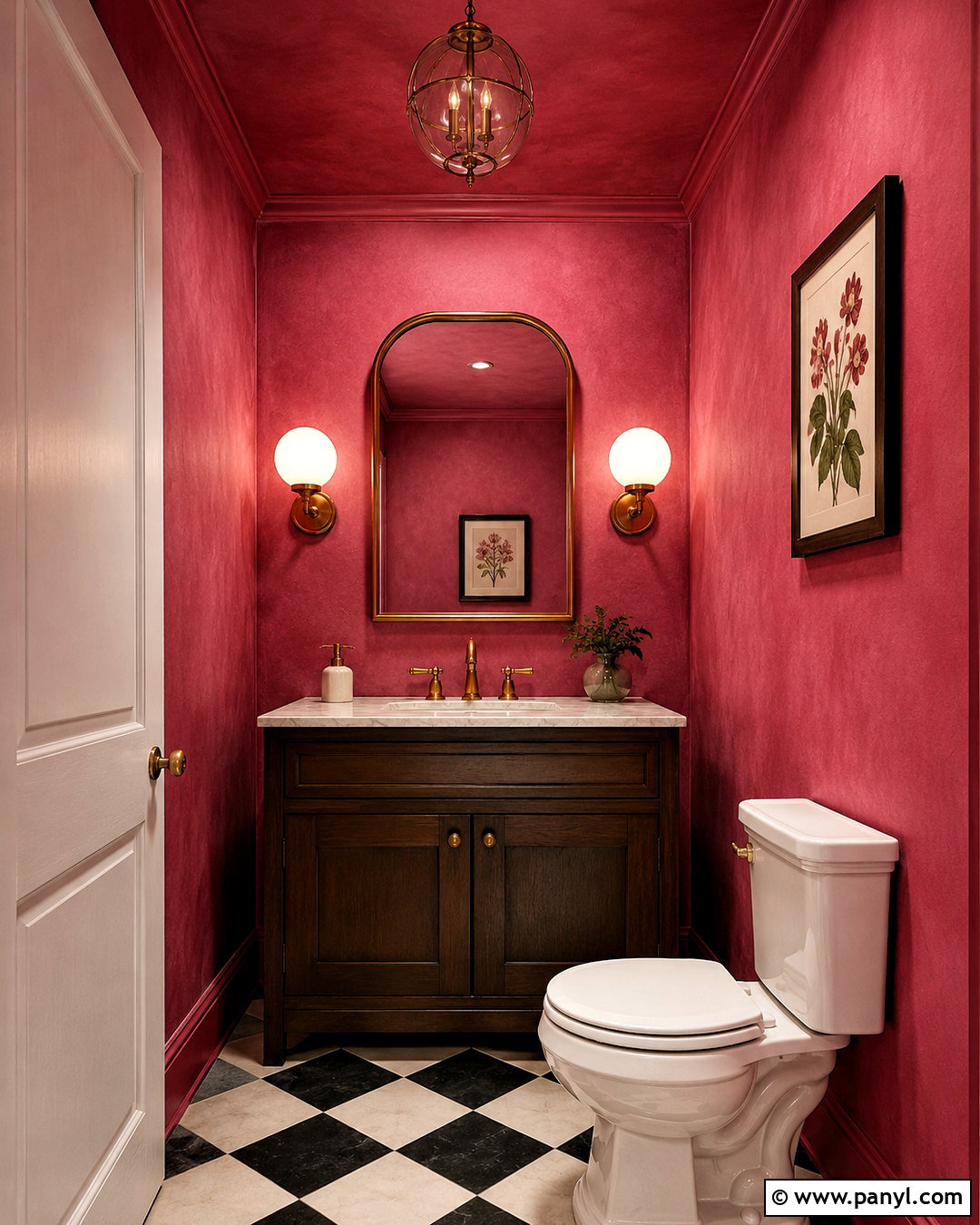 Deep Pink Limewash Powder Room - 20 pink lime wash ideas