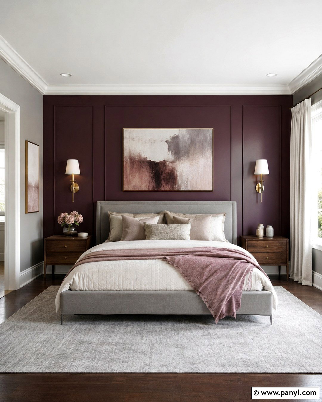 Deep Plum Accent Wall - 20 Accent Wall To Go With Gray Walls