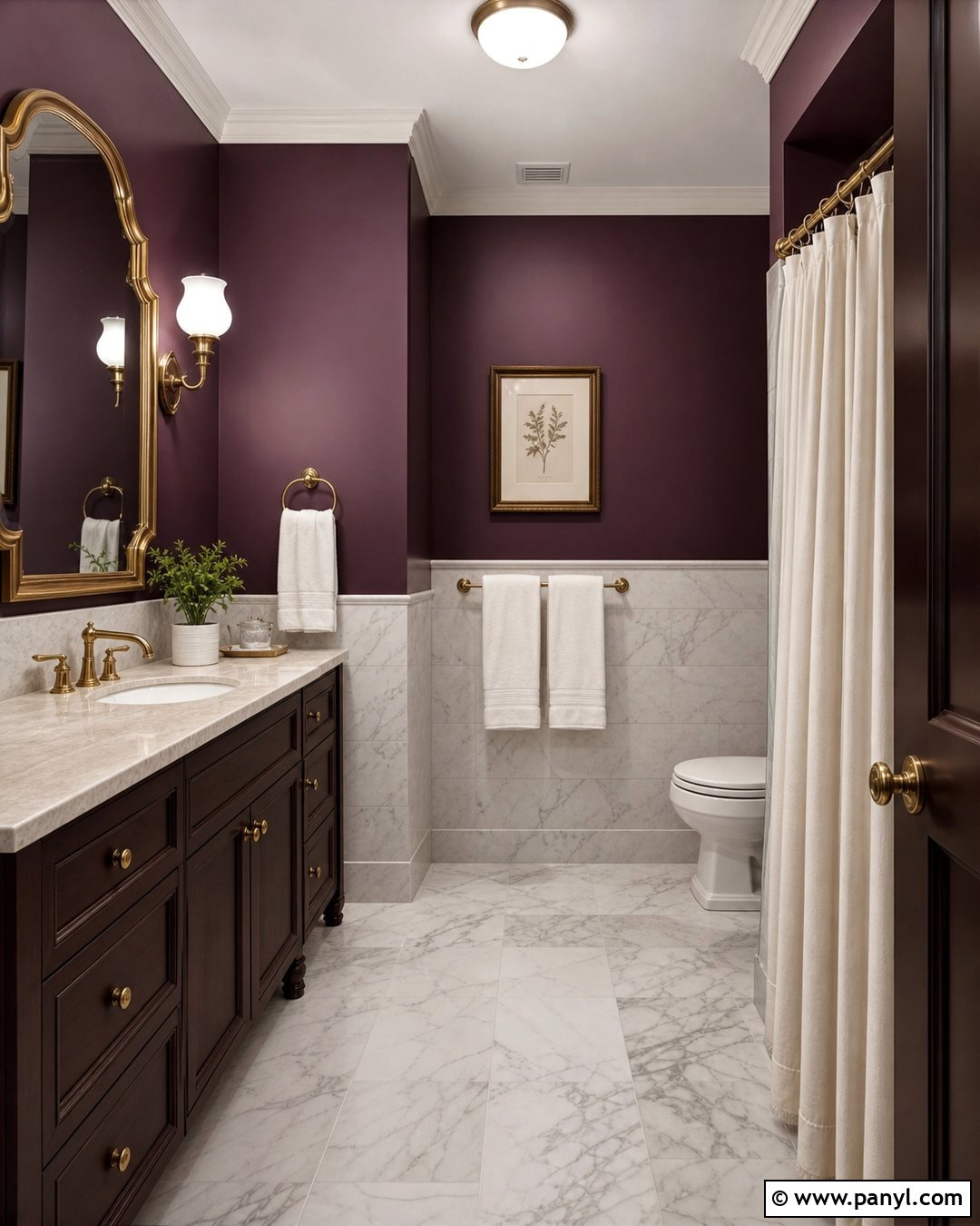 Deep Plum Bathroom Walls - 25 Purple Bathroom Walls