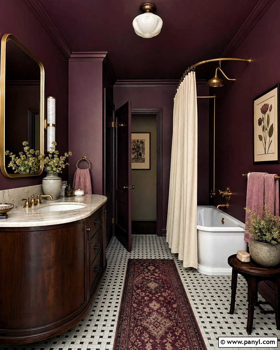 Deep Plum Bathroom - 20 dark moody bathroom ideas
