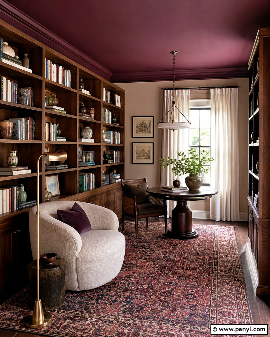 Deep Plum Ceiling Reading Room - 20 dark painted ceiling ideas