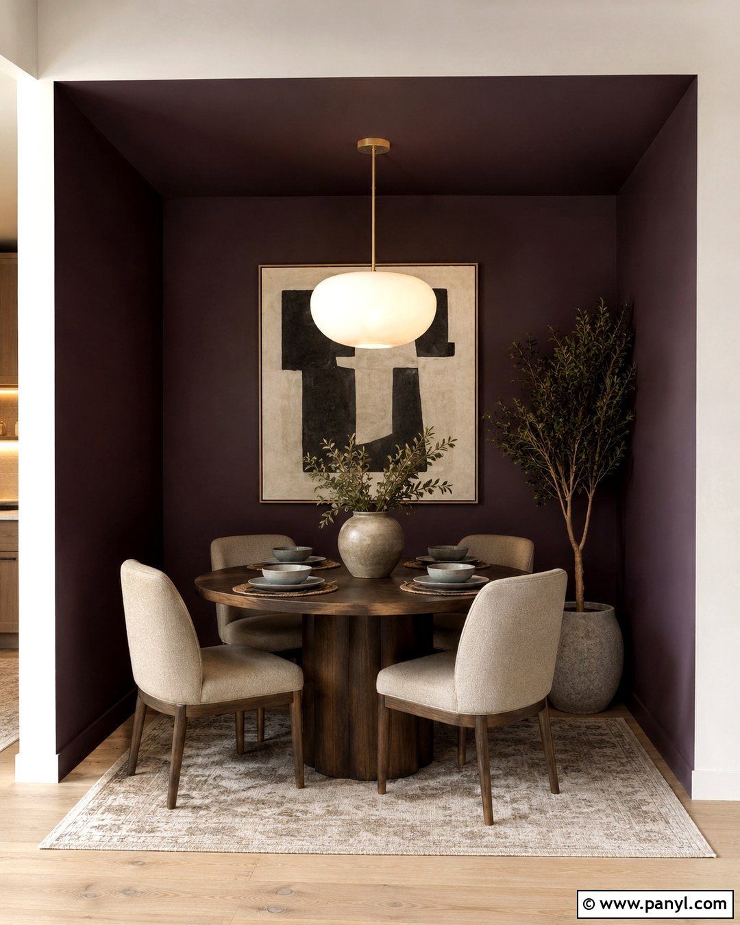 Deep Plum Dining Alcove Wall - 20 Pop Of Color Wall Paint Ideas