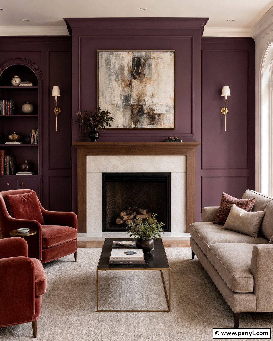 Deep Plum Fireplace Wall - 20 Accent Color On Fireplace Wall Ideas