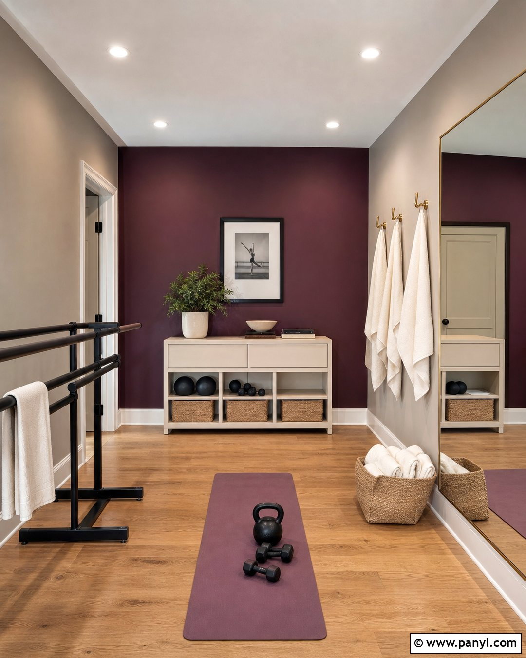 Deep Plum Home Gym Walls - 30 Home Gym Wall Color Ideas