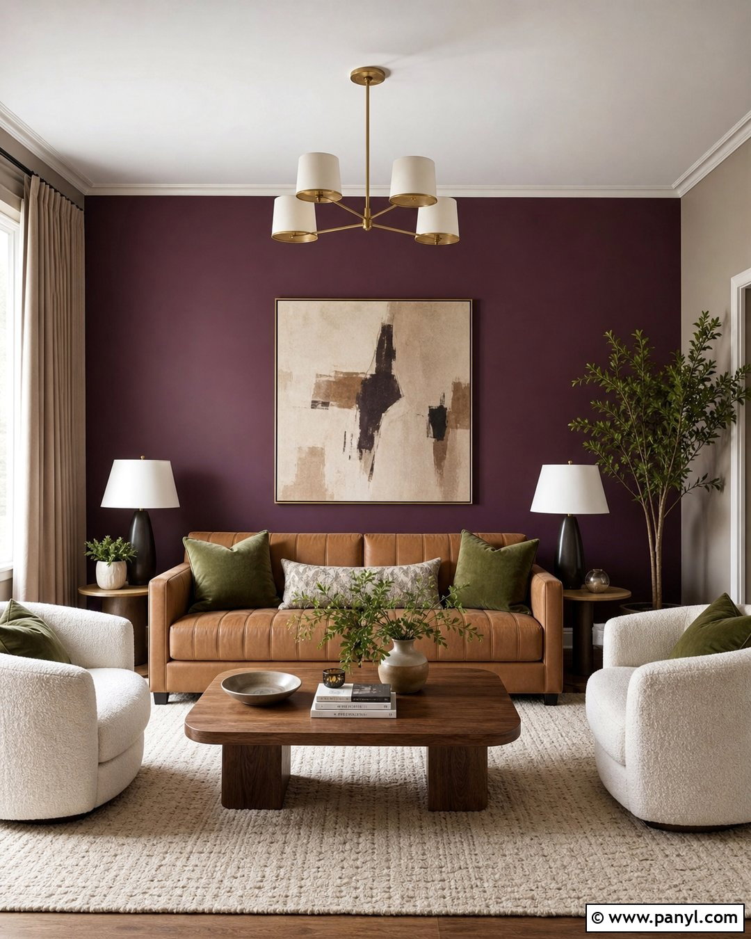 Deep Plum Living Room Wall - 25 Purple Room Wall Ideas