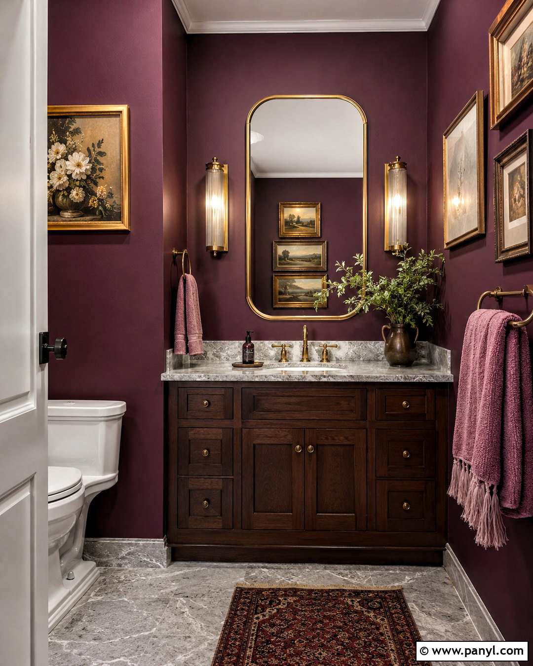 Deep Plum Powder Room - 20 powder room paint colors
