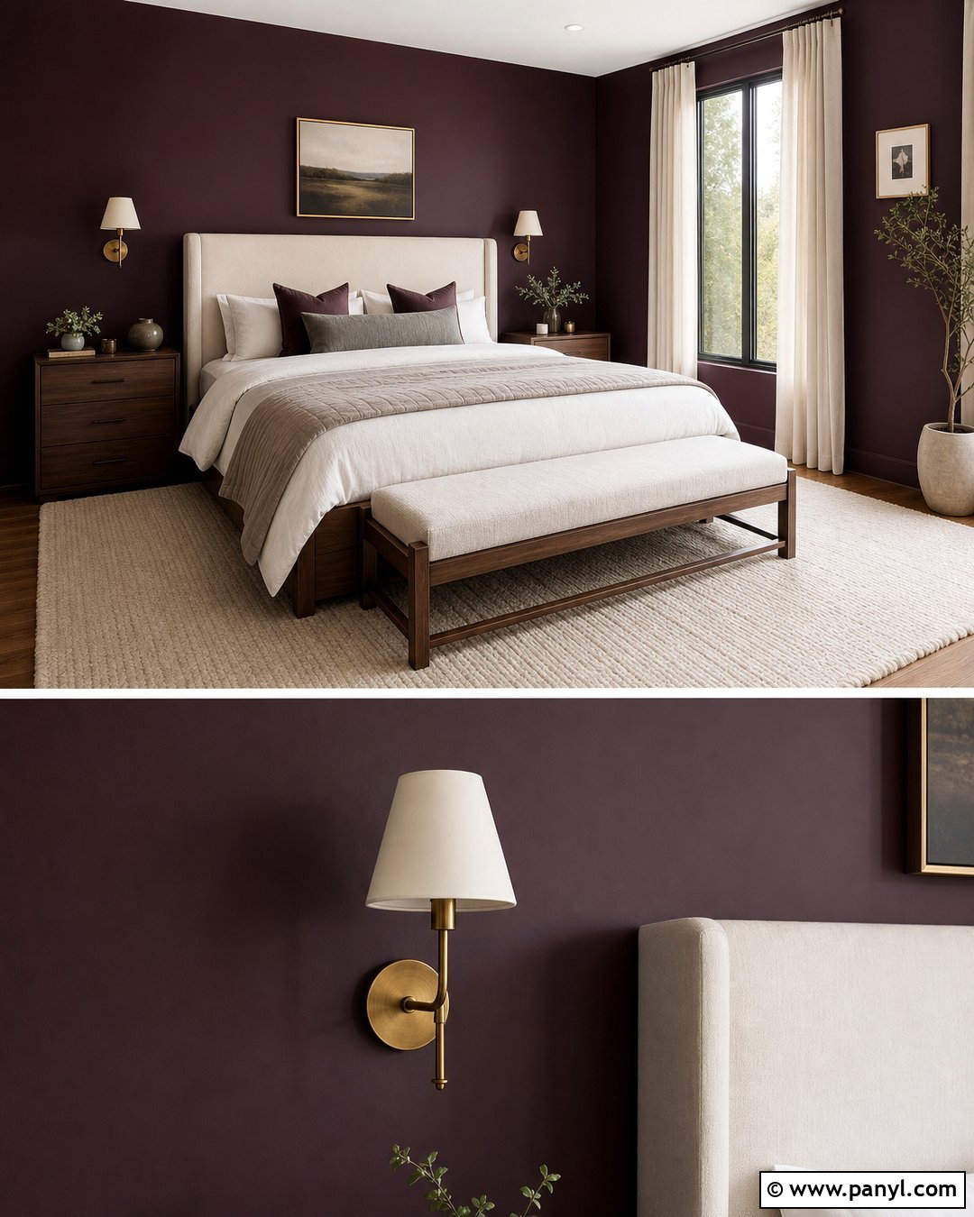 Deep Plum Purple Bedroom Wall - 45 Purple Wall Ideas