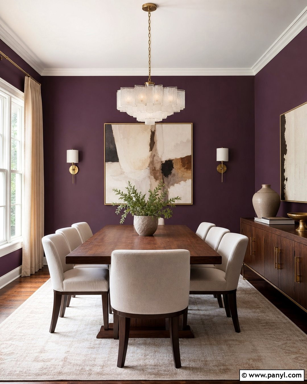 Deep Plum Purple Dining Room - 20 Modern Purple Wall Color Ideas