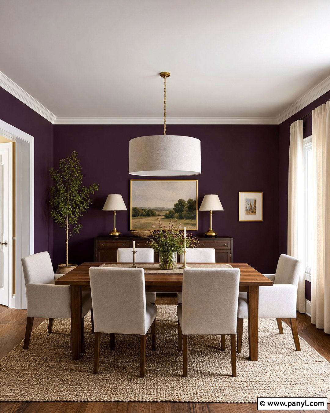 Deep Plum Purple Dining Room Walls - 35 Purple Wall Color Ideas